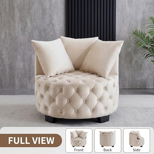 Modern Velvet Round Accent Armchair - Image 7