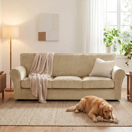 XINEAGE 4-Piece Velvet Sofa Cover, Couch Covers - Image 4
