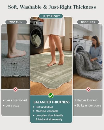 Lahome 8x10 Scalloped Area Rug, Dark Green Cottage Farmhouse Rug - Image 7