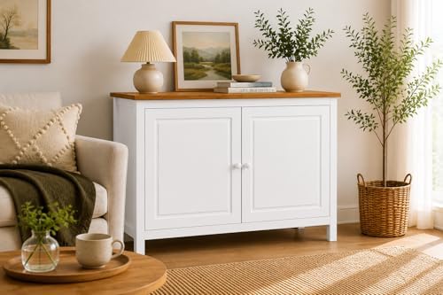 From the Tree Furniture 44" Wide White & Pine Top Solid Pine Shaker Sideboard - Image 7