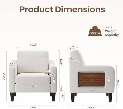 51'' Small Sofa Sets, 2-Seater Linen Fabric Couch - Image 2