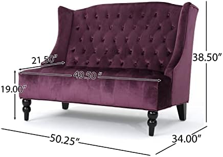 Christopher Knight Home GDFStudio Leona Modern Glam Tufted Velvet Wingback - Image 3