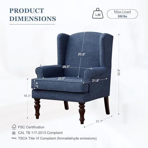 High Back Wingback Accent Chair, Upholstered Single Armchair Sofa - Image 2