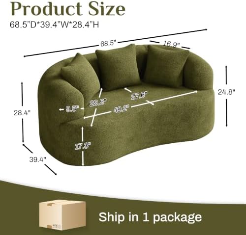 68.5" Loveseat Sofa for Living Room, Modern Luxury Plush Chenille Extra Deep - Image 2