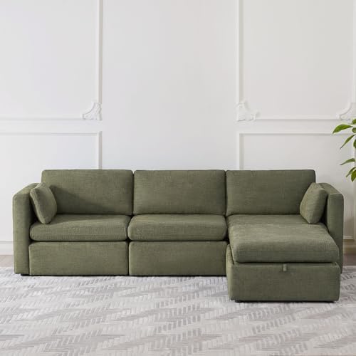 CHITA 112" Modular Sectional Sofa, 4 Seat Modular Couch, Moss Green - Image 6
