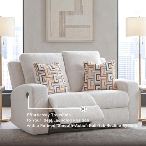 Signature Design by Ashley Danum Reclining Loveseat, Stone Chenille, 64 in - Image 5