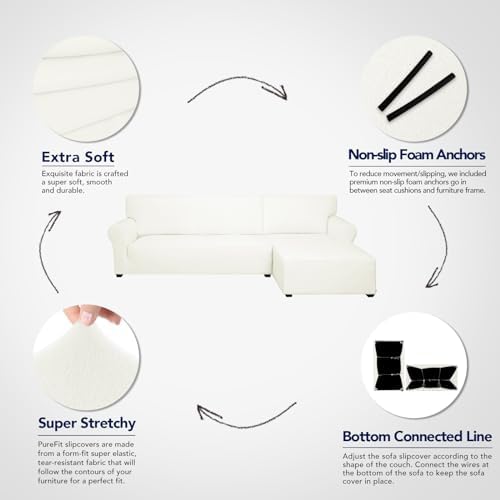 PureFit Stretch Sectional Couch Covers 2 pcs Non Slip L Shape Sofa Cover - Image 3