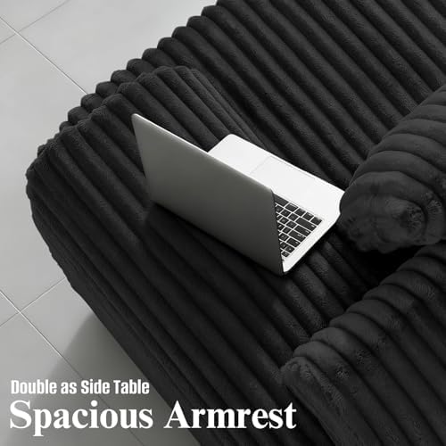 147" Boneless Couches for Living Room Oversized U-Shaped Black - Image 4