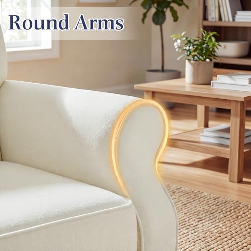 YOLENY Modern Accent Chair, High Back Armchair, Upholstered Fabric Button - Image 6