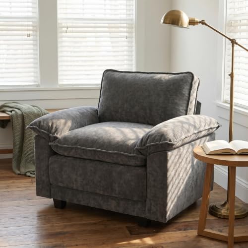 Modern Cloud Single Sofa, Comfy Chenille Couch by Unknown