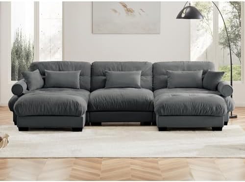 130" Modular Sectional Sofa, Velvet Upholstered Couches - Image 4