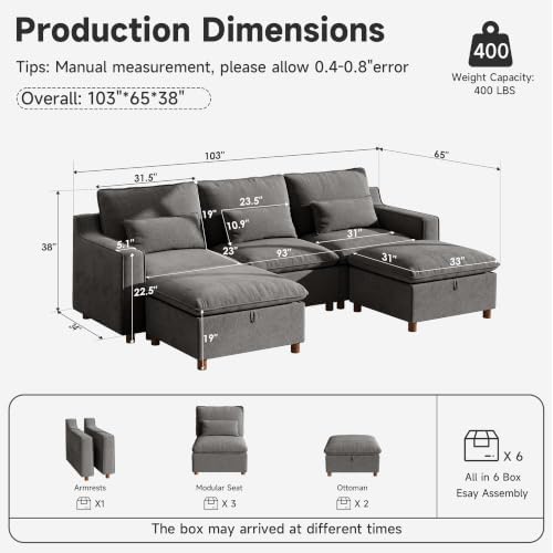 Ihanherry 103" Modular Sectional Sofa - Image 2