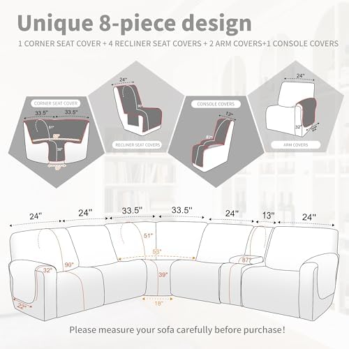 Waterproof Sectional Reclining Couch Covers L Shaped Recliner Sectional Sofa - Image 3