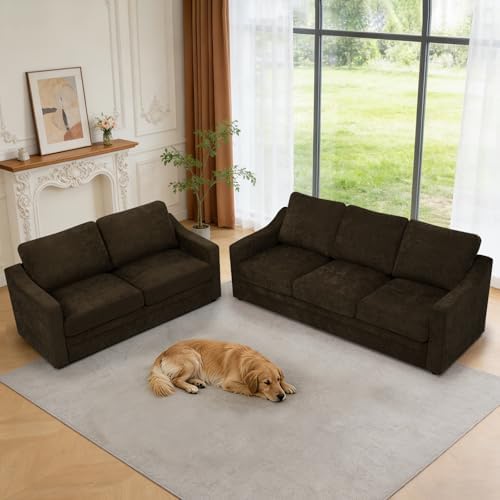 2 Pieces Chenille Sofa Set w/Soft Back Cushion - Image 7