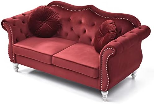 HomeStock Velvet Loveseat, Dark Gray - Image 5
