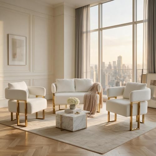 YISHENG Loveseat Sofa and 2 Accent Chairs, Comfy 3 Piece Sofa Couch - Image 3