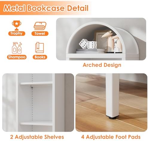 METAN 63" Metal Arched Bookshelf - Image 7