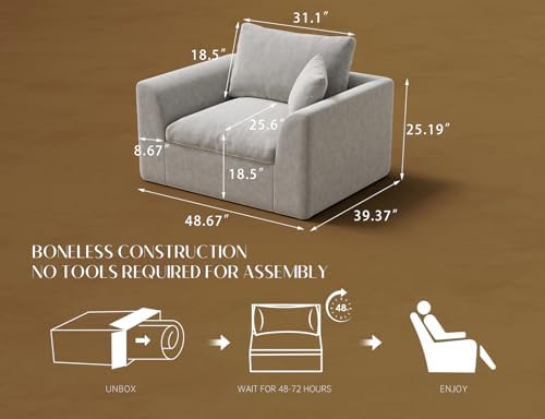 ohllob 48.6" Single Sofa, Small Boneless Couches - Image 2