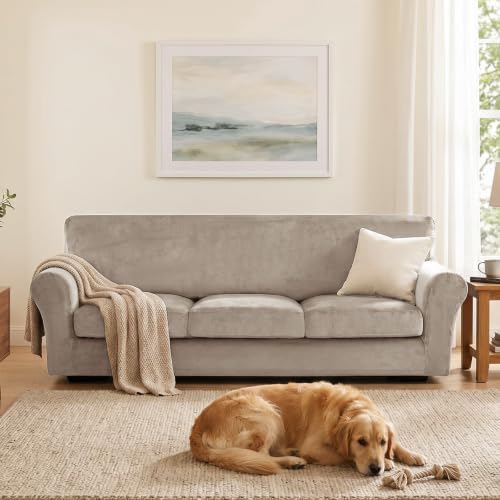 XINEAGE 4-Piece Velvet Oversize Sofa Cover, Couch Covers - Image 4