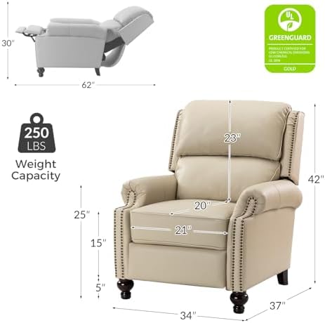 HULALA HOME Genuine Leather Recliner Chair Set of 2 - Image 2
