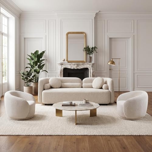 2-Piece Modern Curved Sofa Set, 3-Seater & Swivel Chair - Image 6