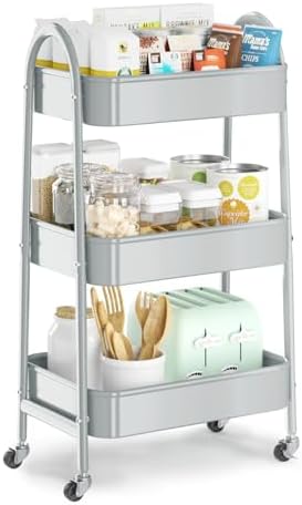 EAGMAK 3 Tier Utility Rolling Cart, Metal Storage Cart by EAGMAK