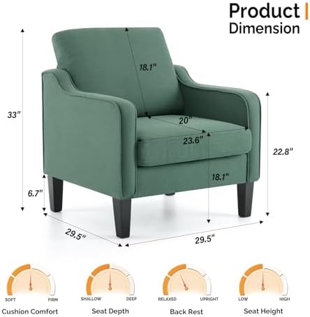 VINGLI Accent Chairs Set of 2, Modern Traditional Armchair - Image 2