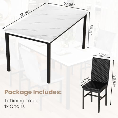 Hooseng Kitchen Table Set 5 Piece Dining Room Table Set Marble Dining Table 4 - Image 3