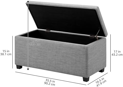 Amazon Basics Upholstered Storage Ottoman Bench - Image 3