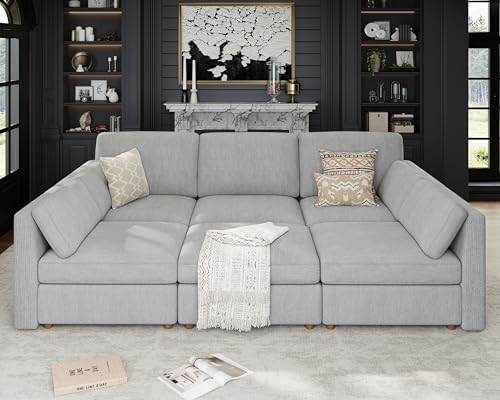 Oversized Modular Sectional Sleeper Sofa Bed Cloud Couches Gray by Kalafini