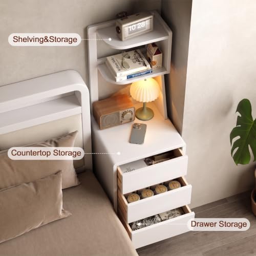 Solid Wood Bookshelf Nightstand Combo, Tall Nightstand - Image 6