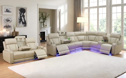 Brown Power Reclining Sectional Sofa, Leather Recliner Sectional Sofa, Power by LianHongDirect-Nervlox