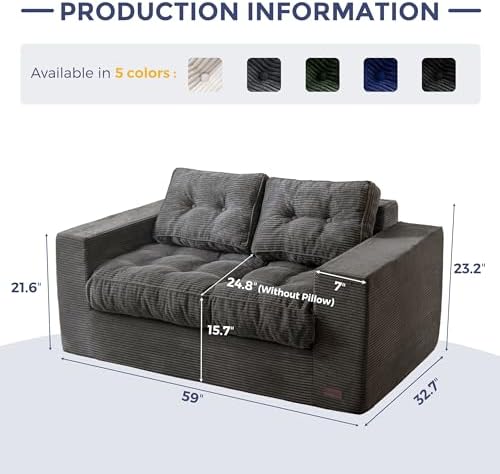 MAXYOYO Loveseat Sofa Couch, Upholstered Bean Bag Chair Cloud Seat - Image 2