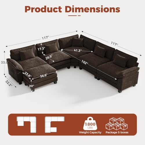 CDCASA 117" Oversized Modular Sectional Sofa - Image 2