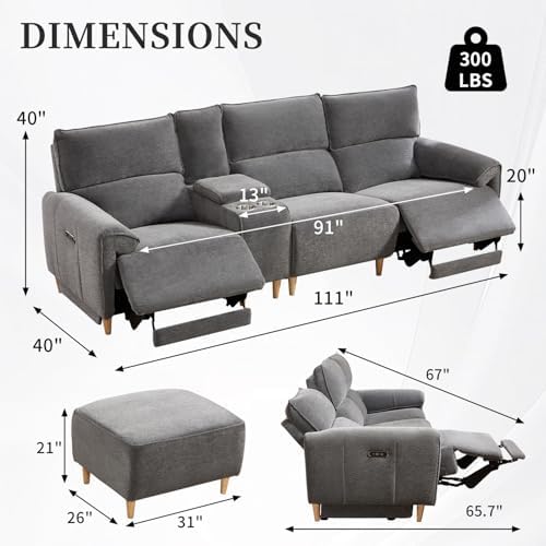 ANJ Power Recliner Sofa Cloud Couches - Image 2