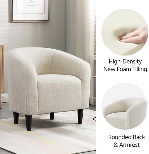 Yaheetech Small 25.5in Wide Sherpa Barrel Accent Chair - Image 6