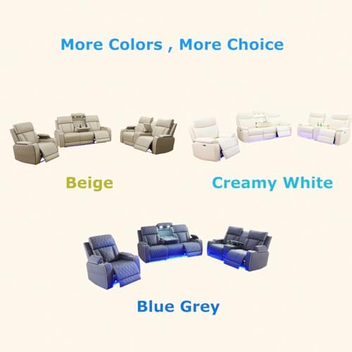Power Recliner Chair Set, Leather Reclining Sectional Couch - Image 2