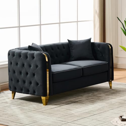 Velvet Chesterfield Sofa, Mid Century Modern Deep Seat Couch - Image 5