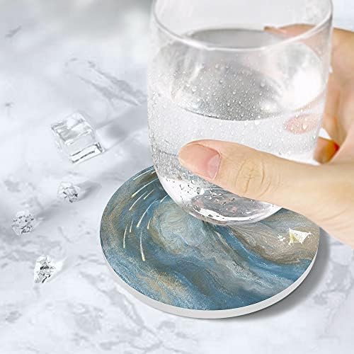 UMIRRO Absorbent Ceramic Stone Coasters Set of 6 w/Holder, Celestial Dream - Image 3