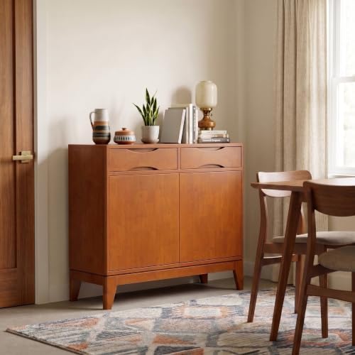 SIMPLIHOME Harper 40" Wide Solid Wood Cabinet in Teak Brown - Image 2