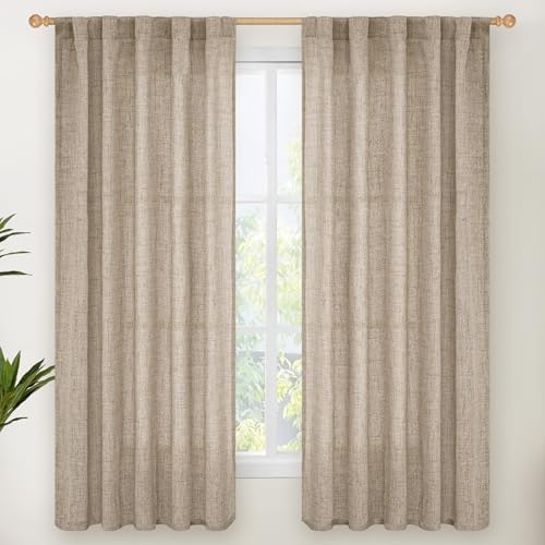 YoungsTex Dark Oatmeal Linen Curtains 63 Inch Length by YoungsTex