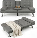 Flamaker Futon Sofa Bed, Modern Linen Convertible Folding Futon Set by Flamaker