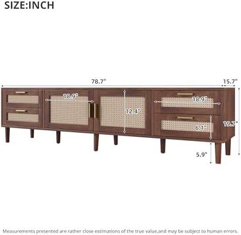 Merax Rattan TV Stand with Storage Cabinets - Image 7