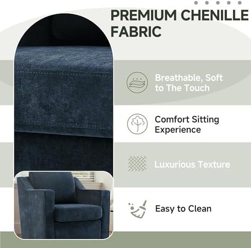 Swivel Accent Chair, Chenille Upholstered Armchair - Image 5