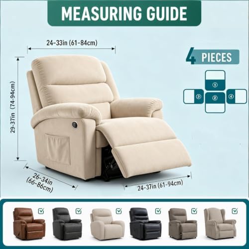 YEMYHOM 4 Pieces Stretch Recliner Slipcover Latest Jacquard Recliner Chair Cover - Image 6