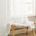 MIULEE Ivory Sheer Curtains 2 Panels Embroidered Leaf Patterned, W52 x L84 by MIULEE