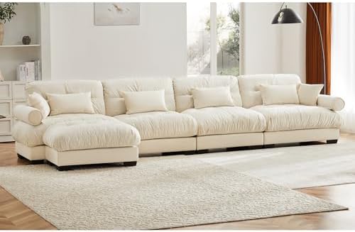 166" Modular Sectional Sofa, Velvet Upholstered Couches - Image 3