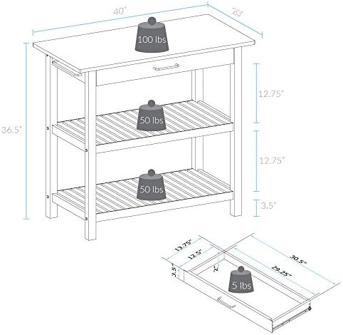 Kitchen Island with Solid Wood Top - Image 4