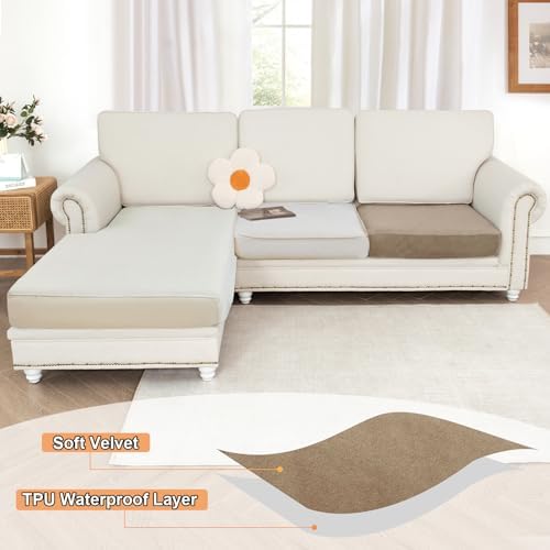 NAISI Waterproof Couch Cushion Covers Thick Velvet Fabric Washable Sofa - Image 2
