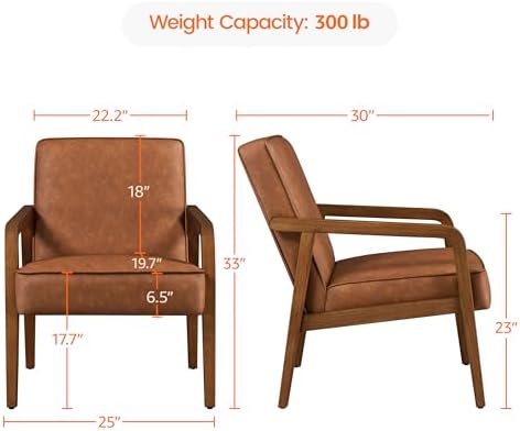 Yaheetech Accent Chair, Mid-Century Modern, Light Brown - Image 2